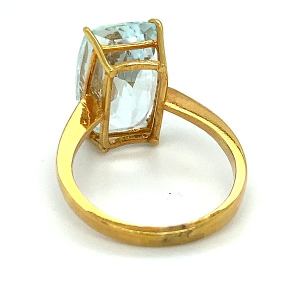 Certified Aquamarine 9.21ct Solid 22K Gold Ring - Picture 4 of 8